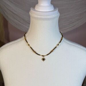 Gold Beaded Evil Eye Sun Necklace | Dainty Layered Boho Charm Necklace